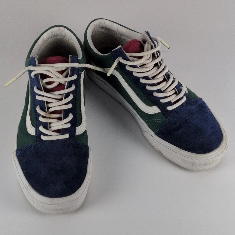 Vans Colorful Suede Shoes Sneakers Mens 8 Womens 9.5 Blue Green Red Yellow
